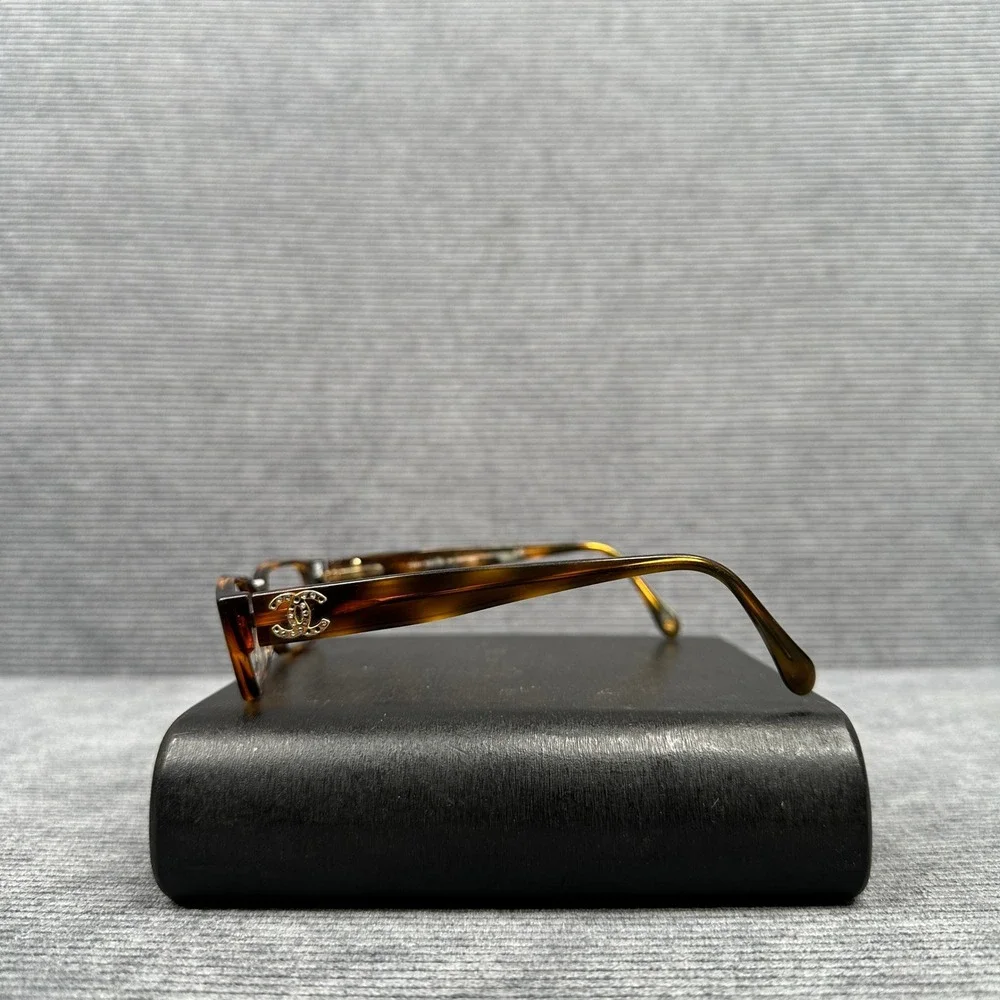 Chanel 3075-B c.502 Tortoise Crystal CC Logo Eyeglasses Frames Italy 51-17-135